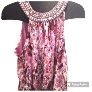 Purple Abstract Print Sleeveless Stylish Top💋